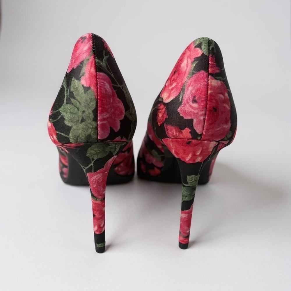 Christian Siriano Black + Pink + Green Floral Heels Size 7.5 NWT - Picture 4 of 5